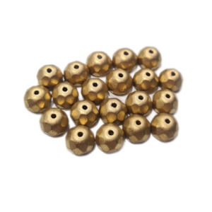 Czech Glass Beads: 20pc Czech Gold Rondelle Beads