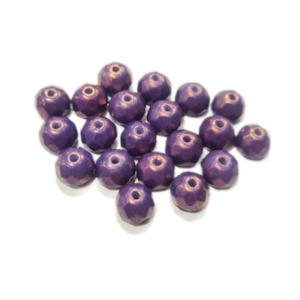 Czech Glass Beads: 20pc Czech Purple Rondelle Beads