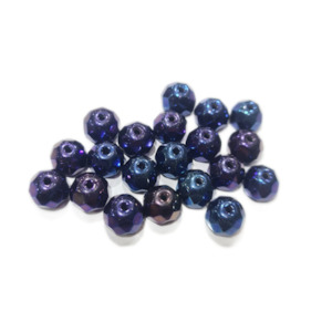 Czech Glass Beads: 20pc Czech Blue/Purple Rondelle Beads