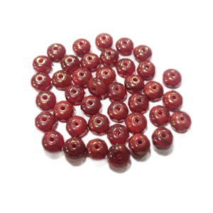 Czech Glass Beads: 20pc Czech Dark Red/ Black Donut Beads