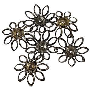 Spacers Bead Caps: 20pc Flower Filigree Bead Caps