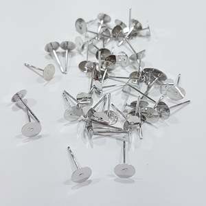 Earring Findings: 50pc Platinum Silver Earring Posts