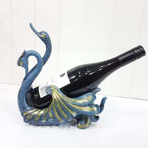 Wine Holders: Double Swan Wine Holder Blue Gold