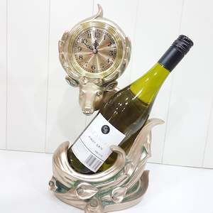 Wine Holders: Deer with Clock Wine Holder