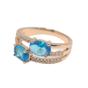 Rings 1: Blue CZ Double Oval Ring