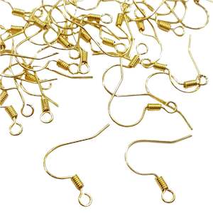 Jewellery Findings: 50pc Gold Plated Earring Hooks