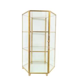 Jewellery Display Stands: Brass Glass Jewellery Box Cabinet