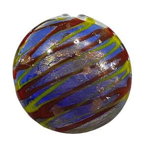 Lampwork Beads: Large Round Blue Lampwork Glass Pendant