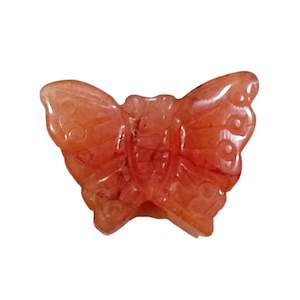 Cherry Quartz Butterfly Bead