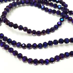 Crystal Glass Beads: Purple Electroplated Round Crystal Beads