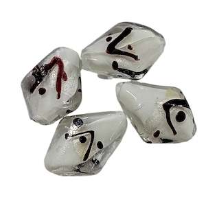Lampwork Beads: 4pc Large Diamond Shaped Lampwork Beads