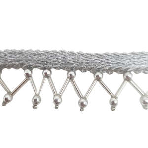 Trims: Silver Fringe with beads Indian Trim