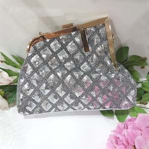 Silver Glitter Sequin Clutch Purse