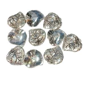 10pc 25mm Antique Silver Leaf Acrylic Beads