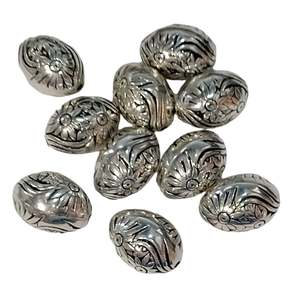 10pc 20mm Antique Silver Oval Acrylic Beads
