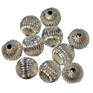 Acrylic Resin Wood: 10pc 16mm Silver Round Fluted Beads