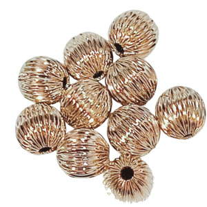 Acrylic Resin Wood: 10pc 16mm Gold Round Fluted Beads