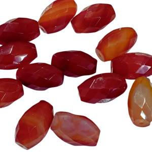 Gemstone Beads: 1pc 30mm Faceted Oval Carnelian Bead
