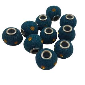 Kashmiri Beads: 10pc Blue Beaded Kashmiri Beads