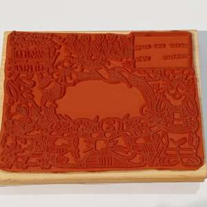 PRELOVED! Easter Bunny Scene Wooden Rubber Stamp