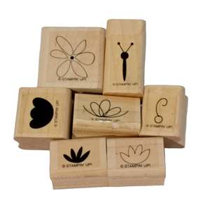 Sale: SALE! 7pc Floral Wooden Rubber Stamp Pack