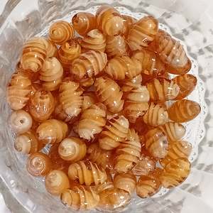 SALE! 78pc 15mm Oval Light Brown Glass Beads With White Swirls