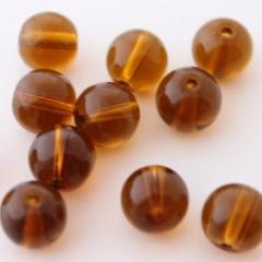 Glass Beads: Strand of 8mm Brown Glass Beads