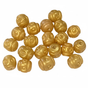 20pc Gold Metallic Barrel Glass Beads