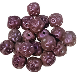 Glass Beads: 20pc Purple Metallic baroque Glass Beads