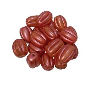 20pc Large Metallic Red Oval Glass Beads