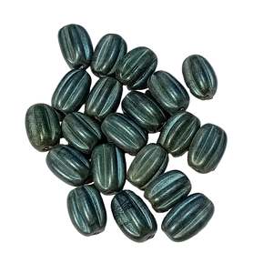 20pc Large Metallic Blue Oval Glass Beads