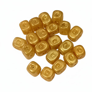 Glass Beads: 20pc Metallic Gold Square Glass Beads