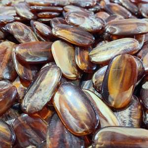 50pc Glossy Amber & Brown Oval Acrylic Beads