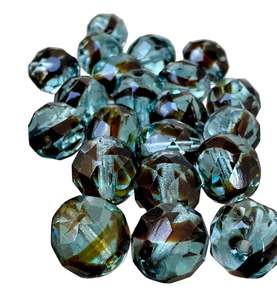 8mm Czech Tortoise Shell Firepolish Beads