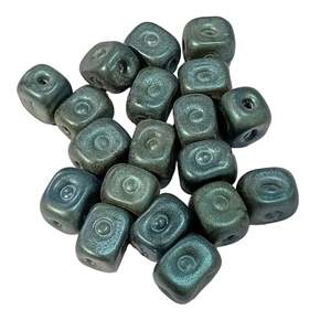 Sale: CLEARANCE! 20pc Square Metallic Blue Glass Beads