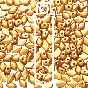 Czech Glass Beads: Mini GEMDUO 6X4mm Crystal Bronze Pale Gold -APRX 8.5GM