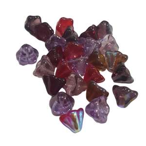 Czech Glass Beads: 25pc Czech Vineyard Baby Bell Flowers