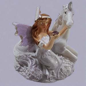 Fairy & Unicorn With Gemstone - Kneeling