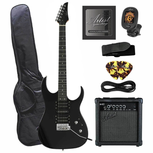 Artist SS45 Black Electric Guitar w/ Accessories & Amp