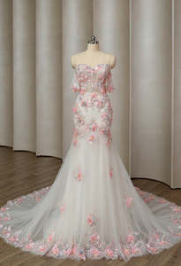 Colourful Floral Wedding dress Mermaid Coloured Cathedral Embroidery W - Art Kollocsion