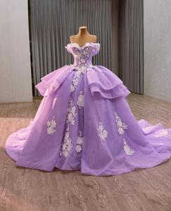 Blue Princess Ball Gown Wedding Dress – Off-Shoulder Tulle Bridal Gown - Art Kollocsion
