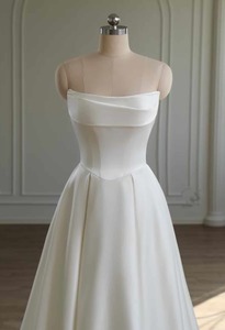 Ivory Satin A-Line Wedding Dress Art Kollocsion