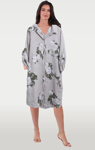 Italian Linen Floral Shirt Dress - 4Artsake