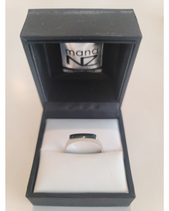 Slim rectangular NZ Greenstone Ring - 4Artsake