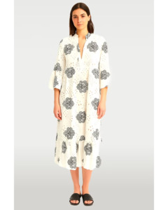 Italian white anglaise dress with navy print - 4Artsake