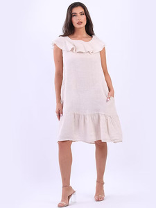 Ruffle Linen Dress 8502 - 4Artsake