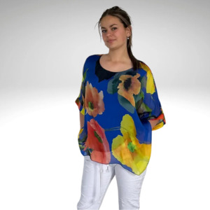 Products: CODE SKTP3 Italian Multi Floral Silk Flowing Top - 4Artsake