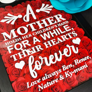 Products: A Mother holds her children’s hand…