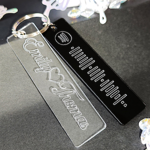 Engraved Spotify + Names Keychain