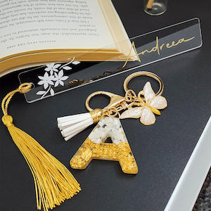 Products: Personalised Bookmark & Keychain